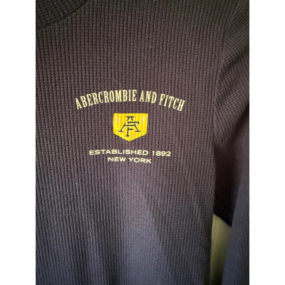 Abercrombie Kids Thermal Shirt Kids 9/10 Navy Blue‎  Waffle Knit Logo